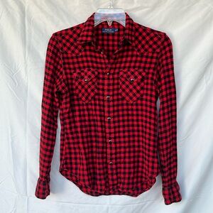 Polo Ralph Lauren Women's Red Snap Button Flannel, Size 6